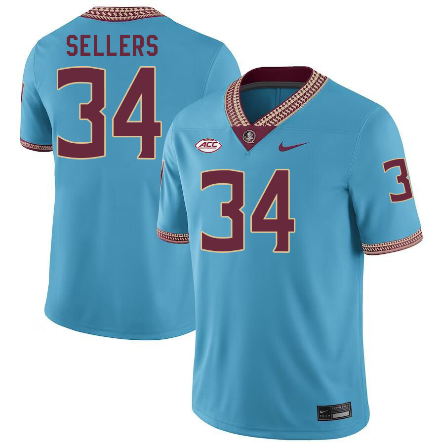 #34 Ron Sellers Florida State Seminoles Jerseys Football Stitched-Turquoise - Click Image to Close